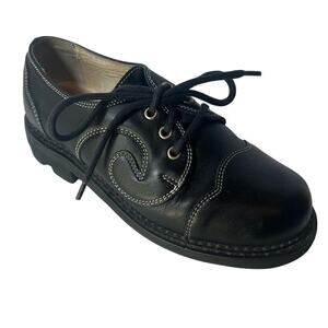 John Fluevog Black Rockabilly Oxford Derby Swirl Lace Up Shoes M 4 W 6